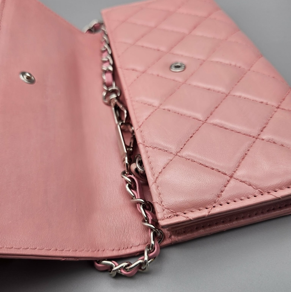 CHANEL Authentic Quilted Leather Pink Long Wallet/Clutch - Picture 12 of 17